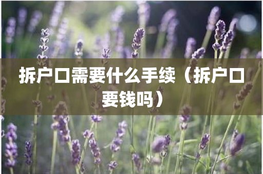 拆户口需要什么手续（拆户口要钱吗）
