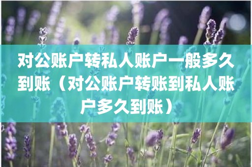 对公账户转私人账户一般多久到账(对公账户转账到私人账户多久到账)
