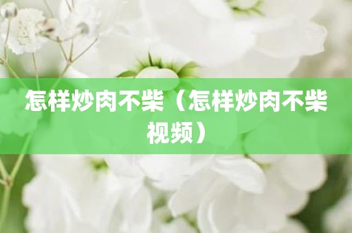 怎样炒肉不柴（怎样炒肉不柴视频）
