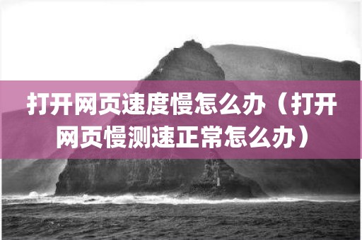打开网页速度慢怎么办（打开网页慢测速正常怎么办）