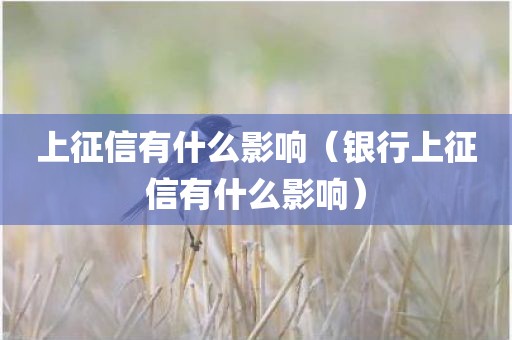 上征信有什么影响（银行上征信有什么影响）