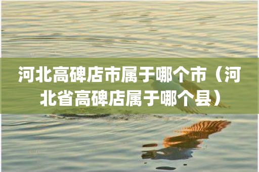 河北高碑店市属于哪个市（河北省高碑店属于哪个县）