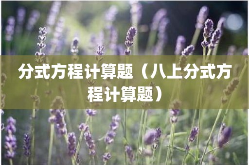 分式方程计算题（八上分式方程计算题）