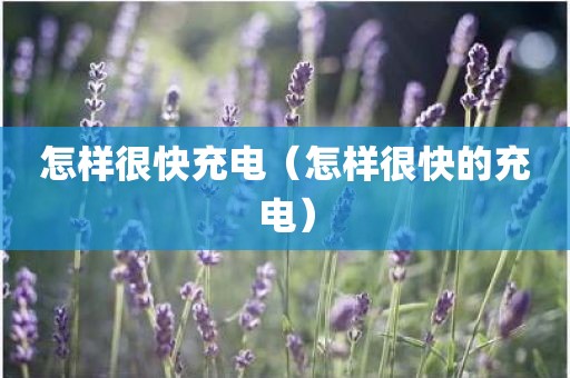 怎样很快充电（怎样很快的充电）