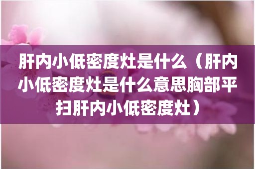 肝内小低密度灶是什么（肝内小低密度灶是什么意思胸部平扫肝内小低密度灶）