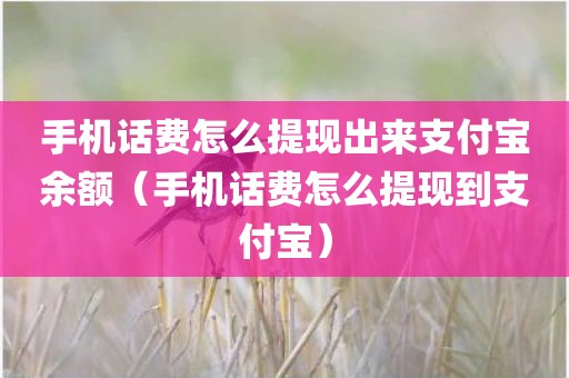 手机话费怎么提现出来支付宝余额（手机话费怎么提现到支付宝）