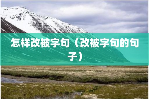 怎样改被字句（改被字句的句子）