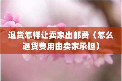 退货怎样让卖家出邮费（怎么退货费用由卖家承担）