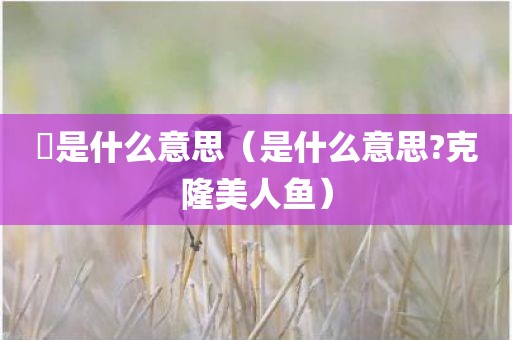 妏是什么意思（是什么意思?克隆美人鱼）