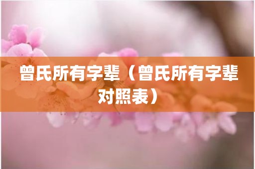 曾氏所有字辈（曾氏所有字辈对照表）