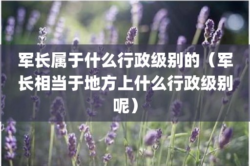 军长属于什么行政级别的（军长相当于地方上什么行政级别呢）