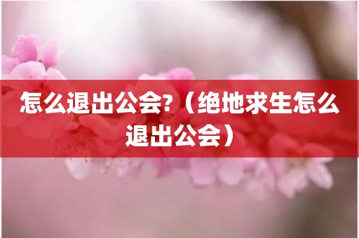 怎么退出公会?（绝地求生怎么退出公会）