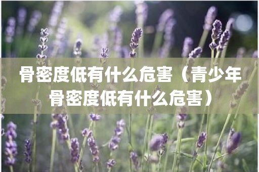骨密度低有什么危害（青少年骨密度低有什么危害）