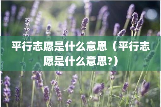平行志愿是什么意思（平行志愿是什么意思?）