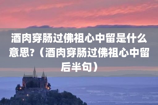 酒肉穿肠过佛祖心中留是什么意思?（酒肉穿肠过佛祖心中留后半句）