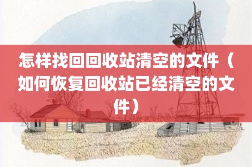 怎样找回回收站清空的文件（如何恢复回收站已经清空的文件）
