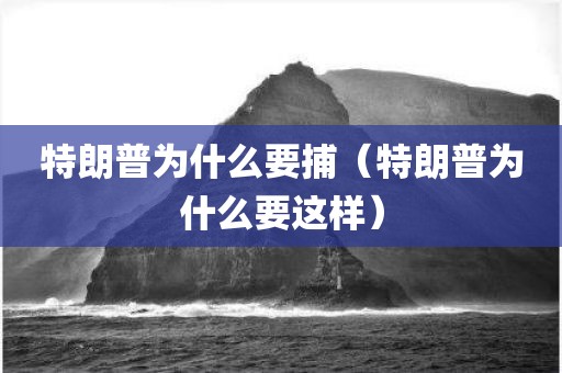 特朗普为什么要捕（特朗普为什么要这样）