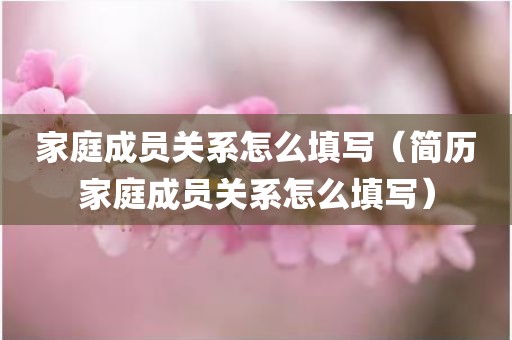 家庭成员关系怎么填写(简历家庭成员关系怎么填写)