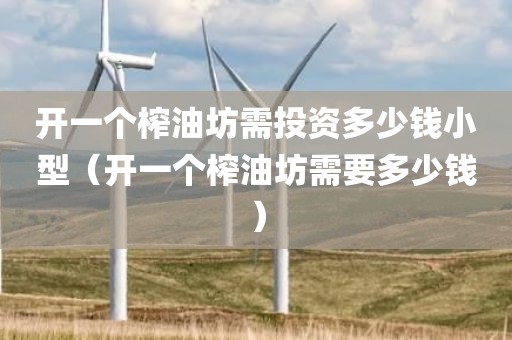开一个榨油坊需投资多少钱小型（开一个榨油坊需要多少钱）