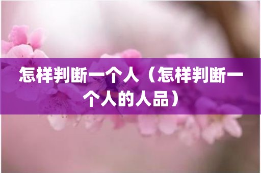 怎样判断一个人（怎样判断一个人的人品）