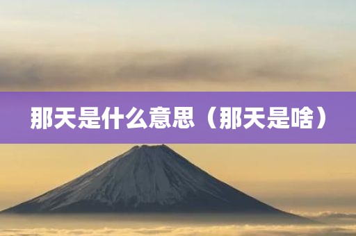 那天是什么意思（那天是啥）