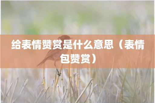 给表情赞赏是什么意思（表情包赞赏）