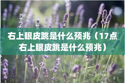右上眼皮跳是什么预兆（17点右上眼皮跳是什么预兆）