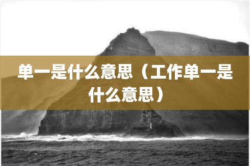 单一是什么意思（工作单一是什么意思）