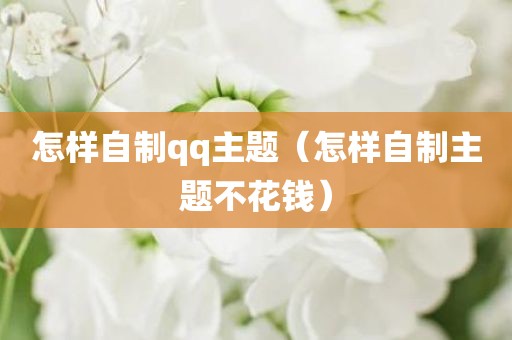 怎样自制qq主题（怎样自制主题不花钱）