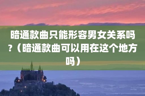 暗通款曲只能形容男女关系吗?（暗通款曲可以用在这个地方吗）