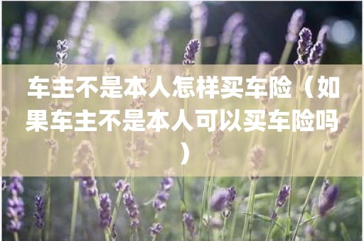 车主不是本人怎样买车险（如果车主不是本人可以买车险吗）