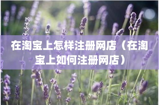 在淘宝上怎样注册网店（在淘宝上如何注册网店）