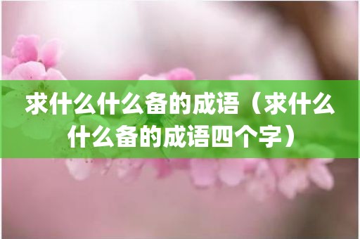 求什么什么备的成语（求什么什么备的成语四个字）