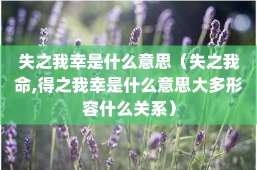 失之我幸是什么意思（失之我命,得之我幸是什么意思大多形容什么关系）