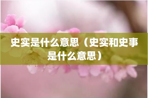 史实是什么意思（史实和史事是什么意思）