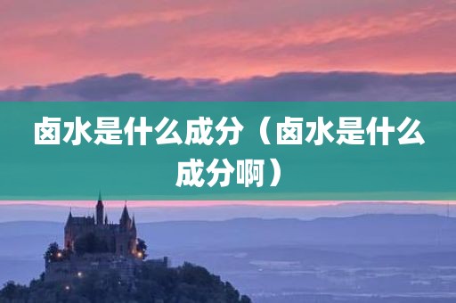 卤水是什么成分（卤水是什么成分啊）