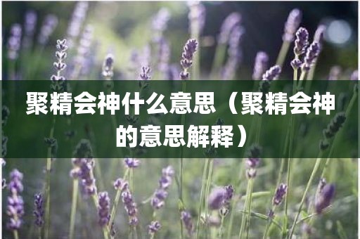聚精会神什么意思（聚精会神的意思解释）
