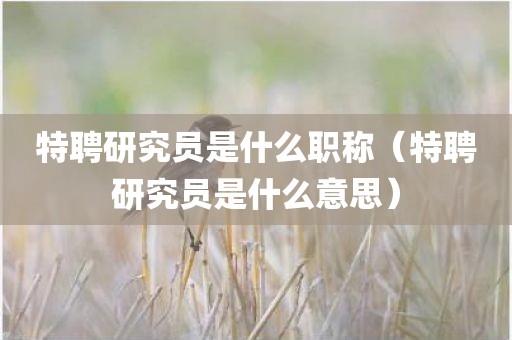 特聘研究员是什么职称（特聘研究员是什么意思）