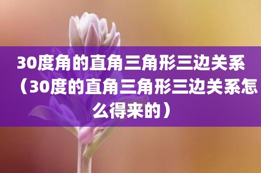 30度角的直角三角形三边关系（30度的直角三角形三边关系怎么得来的）
