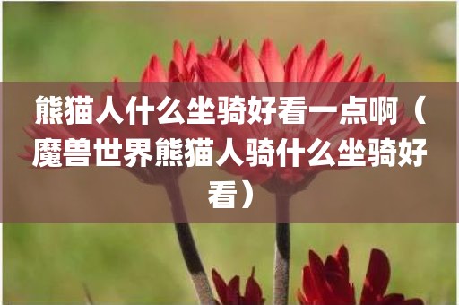 熊猫人什么坐骑好看一点啊（魔兽世界熊猫人骑什么坐骑好看）