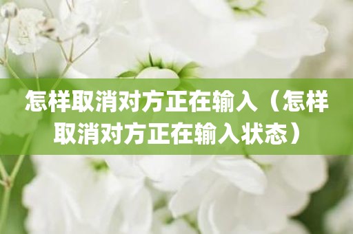 怎样取消对方正在输入（怎样取消对方正在输入状态）