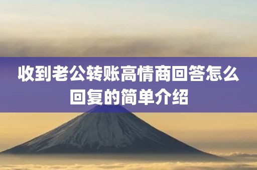 收到老公转账高情商回答怎么回复的简单介绍