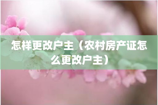 怎样更改户主（农村房产证怎么更改户主）