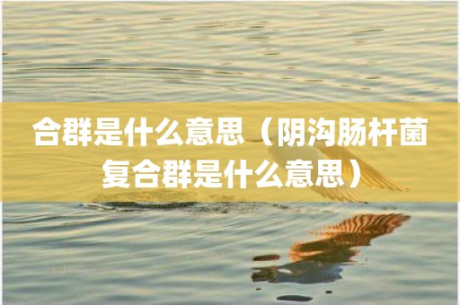 合群是什么意思（阴沟肠杆菌复合群是什么意思）