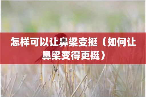 怎样可以让鼻梁变挺（如何让鼻梁变得更挺）