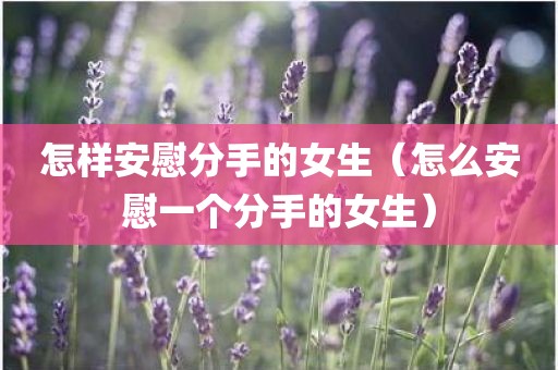 怎样安慰分手的女生（怎么安慰一个分手的女生）