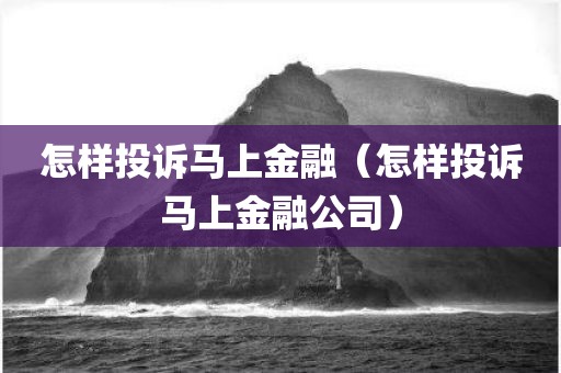 怎样投诉马上金融（怎样投诉马上金融公司）