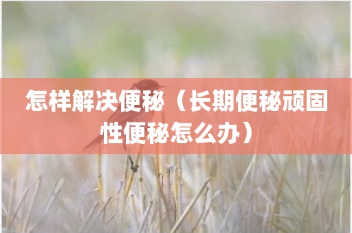 怎样解决便秘（长期便秘顽固性便秘怎么办）