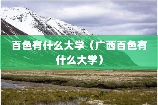 百色有什么大学（广西百色有什么大学）