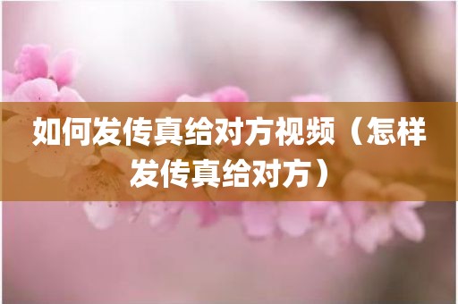 如何发传真给对方视频（怎样发传真给对方）